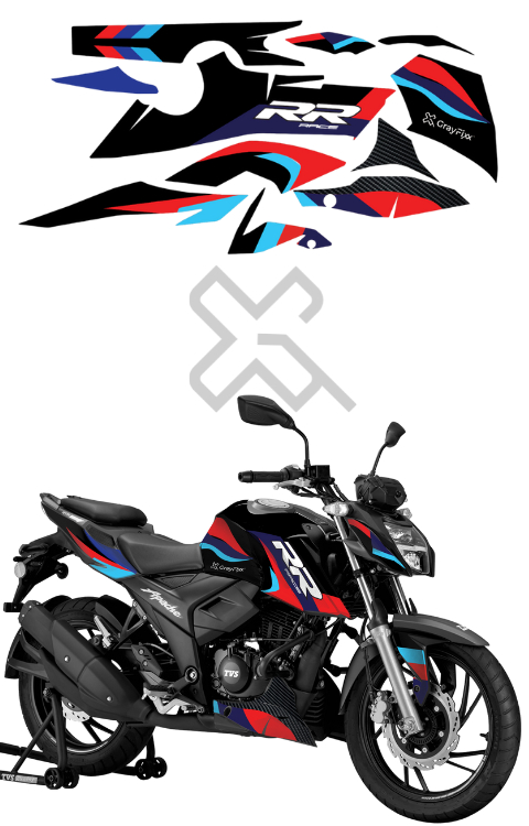 RR Edition Full Body Sticker Compatible with Apache RTR 160/200 4V | Made In Premium Gloss Vinyl With FPF(Fade Protection Film), Water Proof, Precut Sticker, Pack Of 1 Compatible with Both Side
